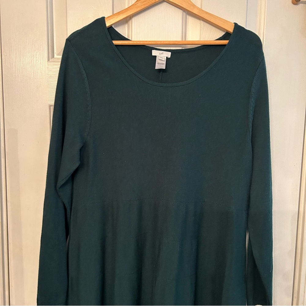 J. Jill Green Long Sleeve Yak‎ Hair Sweater Dress Size L Petite